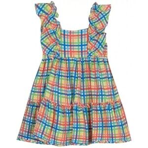 Rare Editions Little Girls Pinafore Ruffles Flared Skirt Dress Coral Size6X